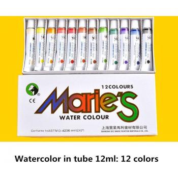 Kit de acuarelas de colores sólidos, caja con grifo, bolígrafo y tubo de agua, 12ml, para principiantes, 18/24/36 colores