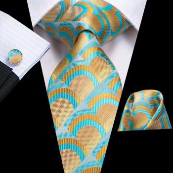 Corbata de Oficio Seda Azul Claro Dorado Hi‑Tie