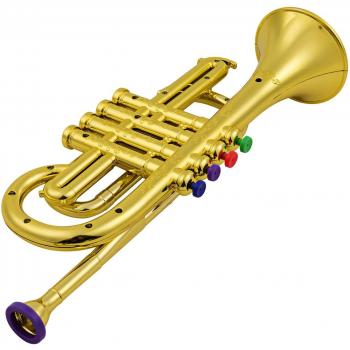 Instrumento Musical Juvenil: Trompeta ABS Dorada y 4 Teclas