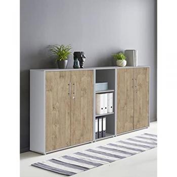 Abschließbarer Aktenschrank Office Edition Set 8 grau/Gold Harbor Oak