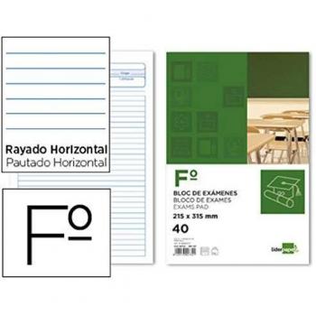 Bloc Exámenes Liderpapel Horizontal Folio 40 Hojas 60G/m2