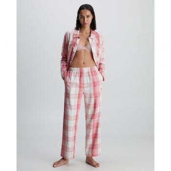 Calvin Klein Langschlafhose Flanell für Damen Schwarz/Rot Baumwolle