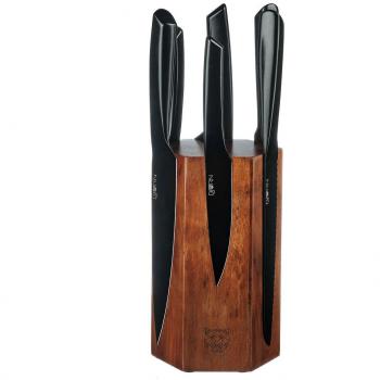 Bloc de 7 couteaux en inox noir Björn