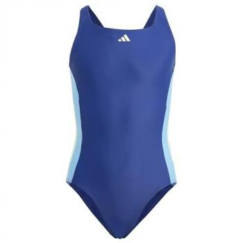 Adidas Youth Blue 3‑Stripe Recycled Material Swimwear, Size 4-5 Years