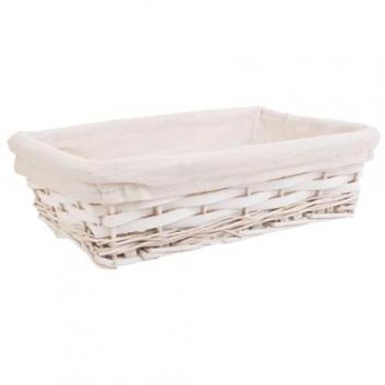Wanderlust Deco: Bandeja de Madera y Mimbre Lacada en Blanco (29,5×20×7)