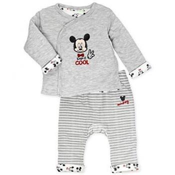 Disney Baby Set für Jungen | Wickelshirt + Hose grau | Mickey Mouse Motiv | Babyset 2 Teile für Neugeborene & Kleinkinder | Größe: 18-24 Monate