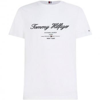 Maglietta Tommy Hilfiger Regular Fit Logo Script Bianco MW0MW33691