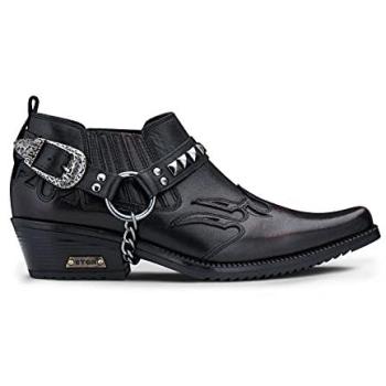 Winklepicker Leather Biker Shoes – Black