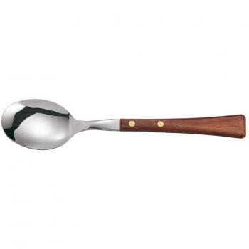 Arcos Manchega 18/10 Stainless Steel Kitchen Spoon, 9.5 cm, Wooden Handle