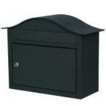 High-Capacity A4 Black Steel Post & Letter Box