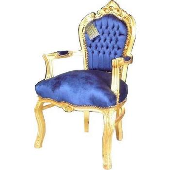 Casa Padrino Royalblau / Gold Armlehnenstuhl