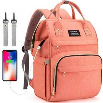 Kinderwagen‑Wickelrucksack mit integriertem USB-Adapter