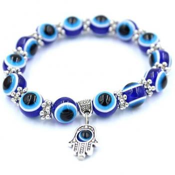 10mm Harzperlen Armband mit elastischer Schnur und Dämonenaugen