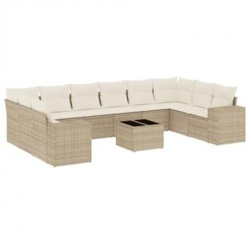 Set Divani da Giardino 11 pz in Polyrattan con Cuscini