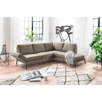 Kairo 3C Candy Ecksofa (Coffee) – 54 % Polyacryl, 46 % Polyester, L‑Form mit Drehsitz