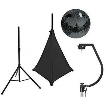 Eurolite Set Spiegelkugel 30cm schwarz mit Stativ und Segel schwarz, Spiegelkugel