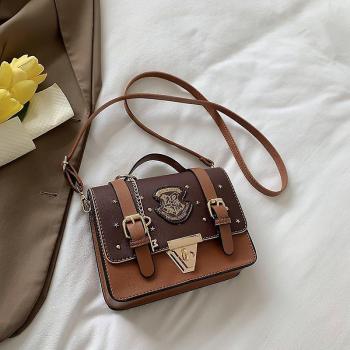 Sac à bandoulière prépa en cuir marron noir pour femmes