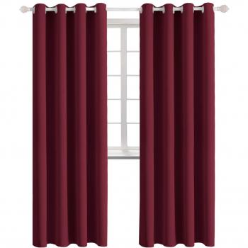 Dunkelrote Thermo-Verdunklungsgardinen, 175 cm x 140 cm, 2er-Set