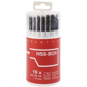 Set de forets HSS-R de 1mm à 10mm, 19 pièces