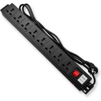 Protectora de Sobretensión 1U Power Strip con Cable Extendido 250V 10A 2500W