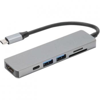 Adaptador USB tipo C 6 en 1 con lector de tarjetas y 2 puertos USB 3.0