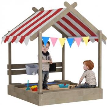Children's Sandbox with Canopy, Blackboard, and Play Equipment