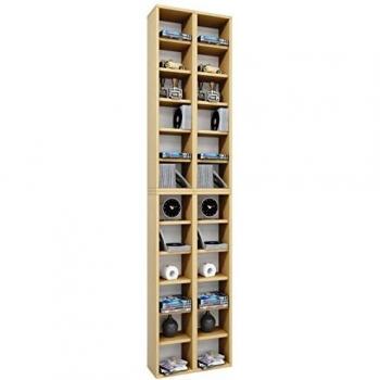 Etagère média CD/DVD en bois, dimensions 183 x 42 x 20 cm – Almera