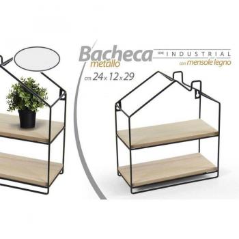 Mueble de Pantalla Kaela 24x12x29 cm – Negro, 2 Estantes de Madera