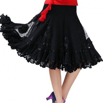 Ballsaal Tanzbekleidung Felsen Moderne Standard Walzer Tänzerin Halbkleid Latein Salsa Cha Cha Elastischer Bund #A2537