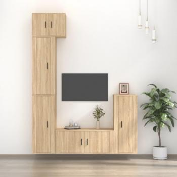 VidaXL 5-tlg. TV-Möbel-Set Sonoma-Eiche Holzwerkstoff