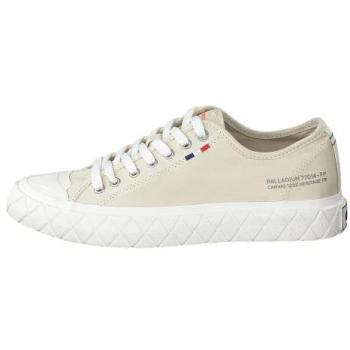 Basket Femme Palladium Ace CVS Beige – Textile, Lacets plats, Œillets, Broderie tricolore