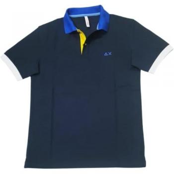 Mannenpolo Sun68 Blauw – 3‑kleurige Standaard