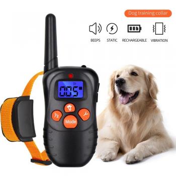 Electric Dog Training Collar 300m with Remote Control Waterproof Rechargeable Shock Vibration Sound