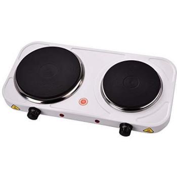 Cook 2 de Melchioni – cocina eléctrica de 1500 W, dos placas de hierro fundido y termostatos regulables