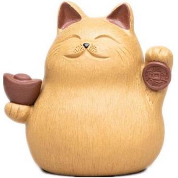 Yixing Zi Sha Tee-Tablettenset mit Katzenfigur – Glücksbringer aus Keramik