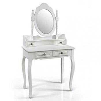 Console de Nuit Blanche avec Miroir et Tiroirs