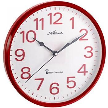 ATLANTA Funkwanduhr Küchenuhr Funkgesteuert 26 cm Rot