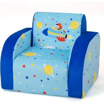 Divano Pieghevole per Piccoli – Tessuto Vellutato Blu
