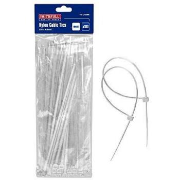 Faithfull Cable Ties White Pack of 100