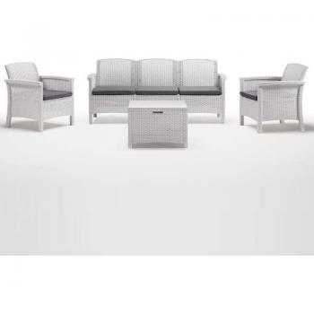 Set giardino effetto rattan bianco
