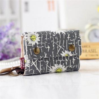 Cartera de algodón con cremallera en gris y azul