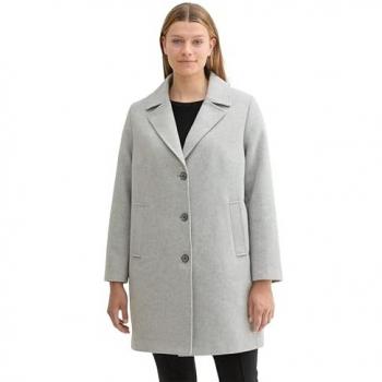 TOM TAILOR Damen Plus Mantel – Recyc Wool, Grau Uni, Größe 46
