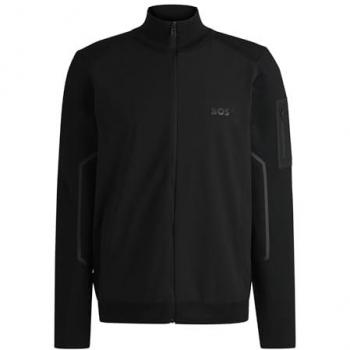 BOSS Green Herren Sweatjacke mit Schriftzug in Schwarz, Größe XXXL