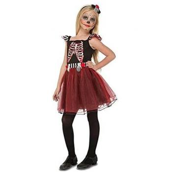 EU‑konformes Miss Skelett Mädchen Kostüm aus Polyester