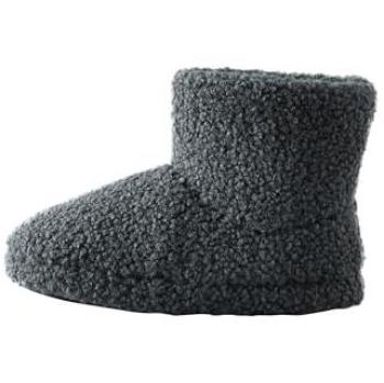 Graue Borg-Fleece Hausschuhe