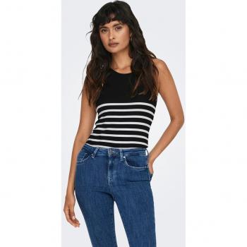 Camisa de Rayas Negros y Blancos Only Kenya para Mujer sin Mangas