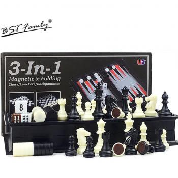 Juego 3 en 1 de Ajedrez, Damas y Backgammon