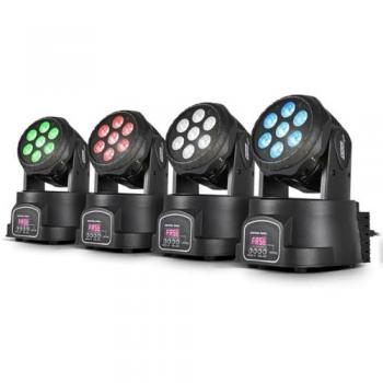 Pack de 4 Lyres Wash LED 4-en-1 RGBW 7x4W/7x12W DMX