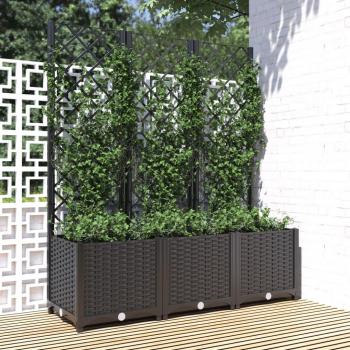 120x40x136 cm Black Garden Planter with Trellis