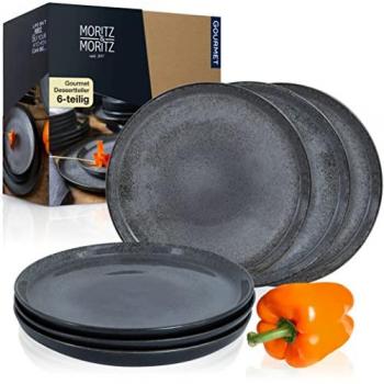 Moritz & Moritz 6-teiliges Dessertteller Set Anthrazit, Keramik